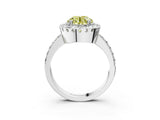 White gold Fancy Yellow Round Cut Diamond Halo Ring with Pavé Band and Prong Setting_64