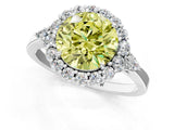 White gold Fancy Yellow Round Cut Diamond Halo Ring with Pear Side Stones and Prong Setting_42