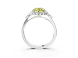 White gold Fancy Yellow Round Cut Diamond Halo Ring with Pear Side Stones and Prong Setting_44