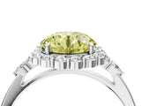 White gold Fancy Yellow Round Cut Diamond Halo Ring with Pear Side Stones and Prong Setting_45