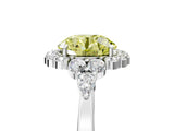 White gold Fancy Yellow Round Cut Diamond Halo Ring with Pear Side Stones and Prong Setting_51