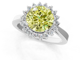 White gold Fancy Yellow Round  Cut Diamond Halo Ring with Round Brilliant Halo and Solitaire Band_1