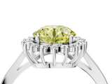 White gold Fancy Yellow Round  Cut Diamond Halo Ring with Round Brilliant Halo and Solitaire Band_4