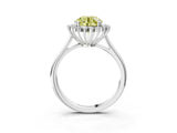 White gold Fancy Yellow Round  Cut Diamond Halo Ring with Solitaire Band and Prong Setting_32