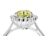 White gold Fancy Yellow Round  Cut Diamond Halo Ring with Solitaire Band and Prong Setting_33