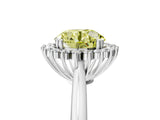 White gold Fancy Yellow Round  Cut Diamond Halo Ring with Solitaire Band and Prong Setting_34