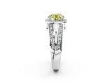 White gold Fancy Yellow Round Cut Diamond Halo Ring with Split Shank Pavé Band and Four-Prong Setting_14