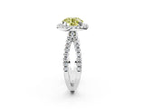 White gold Fancy Yellow Round Cut Diamond Halo Ring with Split Shank Pavé Band and Prong Setting_18