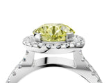 White gold Fancy Yellow Round Cut Diamond Halo Ring with Split Shank Pavé Band and Prong Setting_21