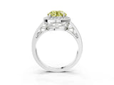 White gold Fancy Yellow Round Cut Diamond Halo Ring with Split Shank and Bezel Accents and Prong Setting_3