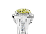 White gold Fancy Yellow Round Cut Diamond Halo Ring with Split Shank and Bezel Accents and Prong Setting_5
