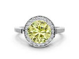 White gold Fancy Yellow Round Cut Diamond Halo Ring with Split Shank and Four-Prong Setting_17
