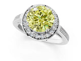 White gold Fancy Yellow Round Cut Diamond Halo Ring with Split Shank and Four-Prong Setting_18