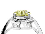 White gold Fancy Yellow Round Cut Diamond Halo Ring with Split Shank and Four-Prong Setting_21