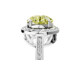 White gold Fancy Yellow Round Cut Diamond Halo Ring with Split Shank and Four-Prong Setting_22