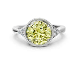 White gold Fancy Yellow Round Cut Diamond Halo Ring with Tapered Band and Four-Prong Setting_31