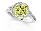 White gold Fancy Yellow Round Cut Diamond Halo Ring with Tapered Band and Four-Prong Setting_32