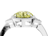 White gold Fancy Yellow Round Cut Diamond Halo Ring with Tapered Band and Four-Prong Setting_35