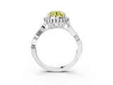 White gold Fancy Yellow Round Cut Diamond Halo Ring with Vintage Split Shank and Four-Prong Setting_103