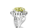 White gold Fancy Yellow Round Cut Diamond Halo Ring with Vintage Split Shank and Four-Prong Setting_105