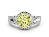 White gold Fancy Yellow Round Cut Diamond Halo Split Shank Engagement Ring_51