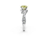 White gold Fancy Yellow Round Cut Diamond  Halo Twist Band Solitaire Prong Setting Ring_63