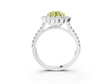 White gold Fancy Yellow Round  Cut Diamond Milgrain Floral Halo Engagement Ring with Pavé Band_18