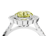 White gold Fancy Yellow Round  Cut Diamond Milgrain Floral Halo Engagement Ring with Pavé Band_19