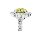 White gold Fancy Yellow Round  Cut Diamond Milgrain Floral Halo Engagement Ring with Pavé Band_20