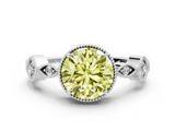 White gold Fancy Yellow Round  Cut Diamond Milgrain Marquise Band with Prong Setting_3