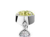 White gold Fancy Yellow Round  Cut Diamond Milgrain Marquise Band with Prong Setting_8