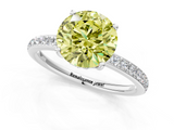 White gold Fancy Yellow Round  Cut Diamond Pavé Band Ring with Four-Prong Setting_1