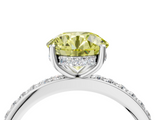White gold Fancy Yellow Round  Cut Diamond Pavé Band Ring with Four-Prong Setting_4