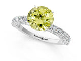 White gold Fancy Yellow Round Cut Diamond Pavé Band Solitaire Ring with Prong Setting_31