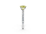 White gold Fancy Yellow Round Cut Diamond Pavé Band Solitaire Ring with Prong Setting_31