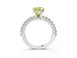 White gold Fancy Yellow Round Cut Diamond Pavé Band Solitaire Ring with Prong Setting_33
