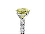 White gold Fancy Yellow Round Cut Diamond Pavé Band Solitaire Ring with Prong Setting_35