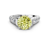 White gold Fancy Yellow Round  Cut Diamond Pavé Band Solitaire with Four-Prong Setting_15