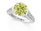 White gold Fancy Yellow Round  Cut Diamond Pavé Band Solitaire with Four-Prong Setting_16