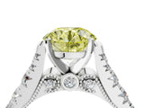 White gold Fancy Yellow Round  Cut Diamond Pavé Band Solitaire with Four-Prong Setting_19