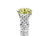 White gold Fancy Yellow Round  Cut Diamond Pavé Band Solitaire with Four-Prong Setting_20