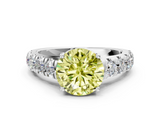 White gold Fancy Yellow Round  Cut Diamond Pavé Band Solitaire with Four-Prong Setting_3