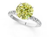 White gold Fancy Yellow Round  Cut Diamond Pavé Band Solitaire with Four-Prong Setting_4