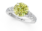 White gold Fancy Yellow Round  Cut Diamond Pavé Band Solitaire with Four-Prong Setting_4