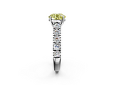White gold Fancy Yellow Round  Cut Diamond Pavé Band Solitaire with Four-Prong Setting_5