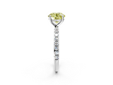 White gold Fancy Yellow Round  Cut Diamond Pavé Band Solitaire with Four-Prong Setting_5