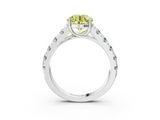 White gold Fancy Yellow Round  Cut Diamond Pavé Band Solitaire with Four-Prong Setting_6