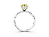 White gold Fancy Yellow Round  Cut Diamond Pavé Band Solitaire with Four-Prong Setting_6