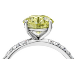 White gold Fancy Yellow Round  Cut Diamond Pavé Band Solitaire with Four-Prong Setting_7