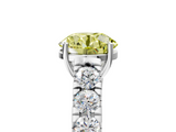White gold Fancy Yellow Round  Cut Diamond Pavé Band Solitaire with Four-Prong Setting_8
